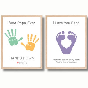 Father&#39;s Day Gift for Papa, Handprint Art Printable, Gift from Grandkids, Set of Two, Grandfather Sign, Grandpa DIY Craft, Instant Download
