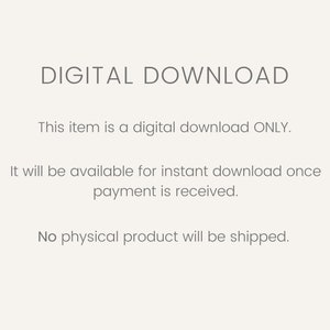K&ouml;nnte beinhalten: Text auf wei&szlig;em Hintergrund, der lautet: "DIGITALER DOWNLOAD. Dieser Artikel ist ein digitaler Download NUR. Er wird zum sofortigen Download verf&uuml;gbar sein, sobald die Zahlung eingegangen ist. Es wird kein physisches Produkt versandt."