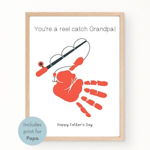 Father's Day Gift for Grandpa, You're a Reel Catch, Boating Fathers Day Gift, Handprint Art Printable for Grandpa, Gift from Grandkids