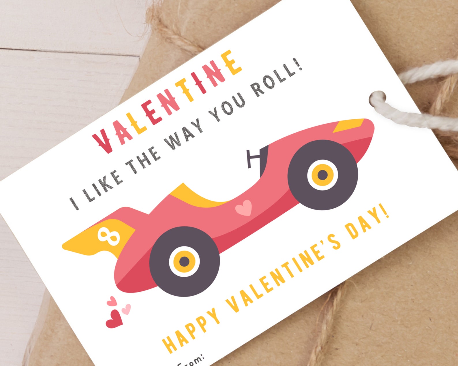 Race Car Valentine Card Printable, Classroom Valentine's Day Cards for ...