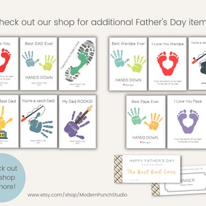 Father's Day Gift for Papa, Handprint Art Printable, Gift from Grandkids, Set of Two, Grandfather Sign, Grandpa DIY Craft, Instant Download image 7