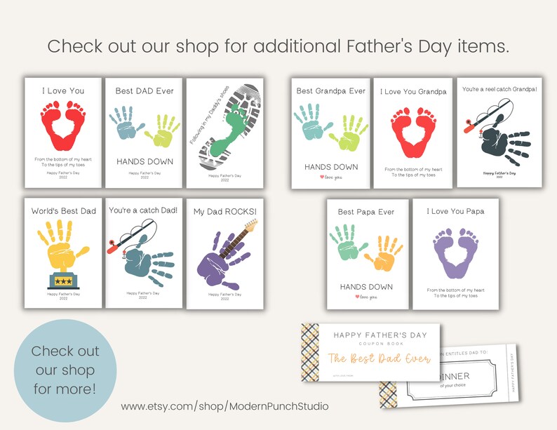 Father's Day Gift for Papa, Handprint Art Printable, Gift from Grandkids, Set of Two, Grandfather Sign, Grandpa DIY Craft, Instant Download image 7