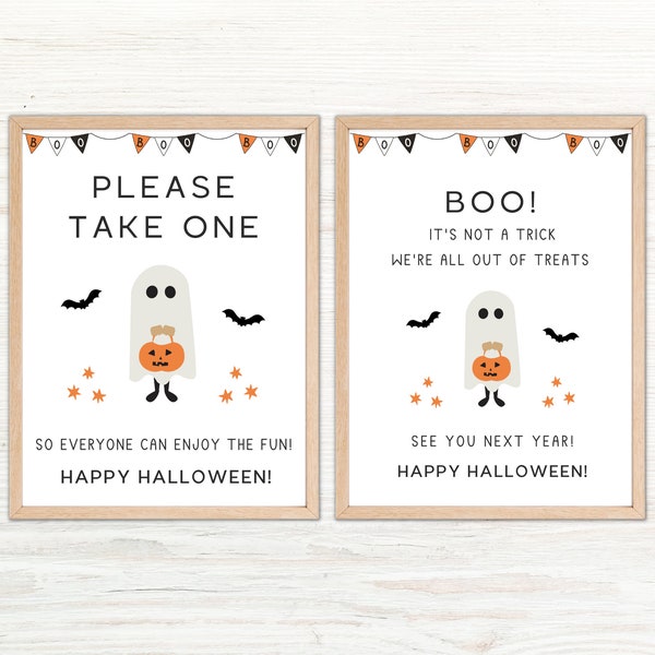 Neem één teken Halloween afdrukbaar, uit snoep teken, Trick or Treat teken, Halloween snoep teken, deur teken, veranda teken, Party Decor