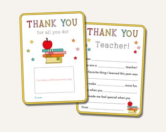 Teacher Gift Card Holder, Teacher Appreciation Printable, All About My Teacher, Teacher Questionnaire, End of Year Teacher Gift, Thank You