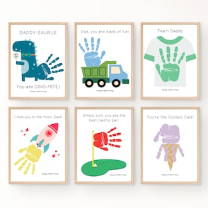 Father&#39;s Day Handprint Craft Bundle, Fathers Day Gift from Kids Son Daughter, Handprint Art Keepsake, Activities for Preschoolers Toddlers