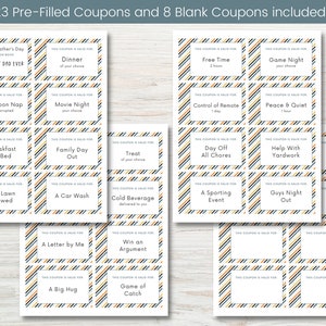 Father's Day Coupon Book, Father's Day Coupons, Father's Day Gift from Wife Kids, Printable Coupons, Instant Download, Last Minute Gift image 3