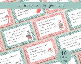 Indoor Christmas Treasure Hunt, Christmas Scavenger Hunt Printable for Kids, Christmas Scavenger Hunt Riddles, Christmas Treasure Hunt Clues