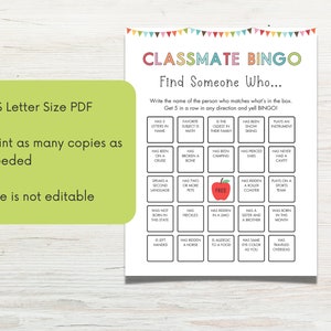 Back to School Bingo, Get to Know You Bingo for Kids, Icebreaker Bingo ...