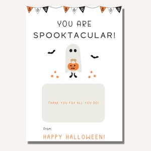 Suporte para cartão de presente de Halloween para impressão, Dia das Bruxas Obrigado pela apreciação voluntária do professor enfermeiro amigo funcionário, cartão de presente de Halloween