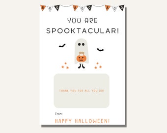 Halloween Gift Card Holder Printable, Halloween Thank You for teacher nurse friend employee volunteer appreciation, Halloween Gift Card