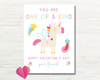 Unicorn Valentine Printable, Valentine Unicorn Card for Kids, Girl Classroom Valentine, Teacher Valentine Card for Students, Lollipop Holder