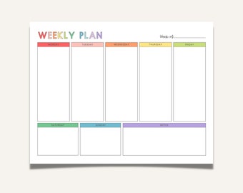 Wekelijkse schema sjabloon, wekelijkse planner afdrukbaar, Homeschool weekschema, wekelijkse planner takenlijst, Kids Teens Week schoolschema