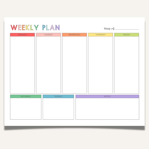 Weekly Schedule Template, Weekly Planner Printable, Homeschool Weekly Schedule, Weekly Planner To Do List, Kids Teens Week School Schedule