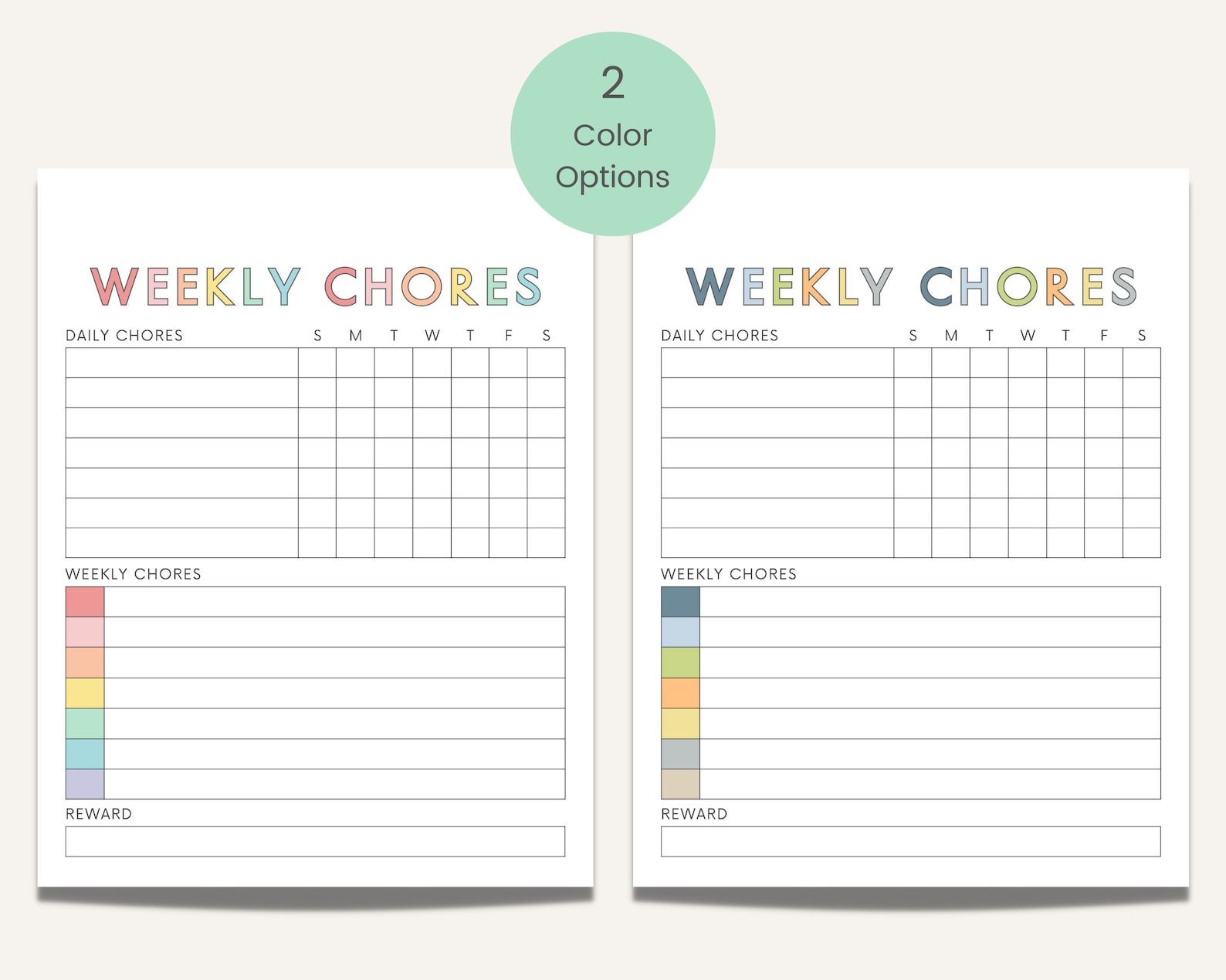 Chore Chart for Kids, Editable Daily and Weekly Kids Chore Chart, Teens ...