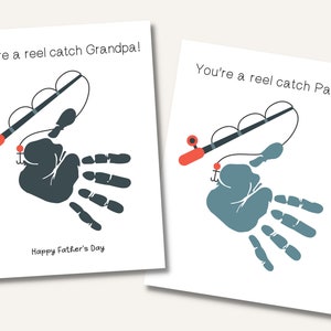 Father's Day Gift for Grandpa, You're a Reel Catch, Boating Fathers Day Gift, Handprint Art Printable for Grandpa, Gift from Grandkids image 5
