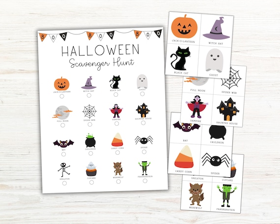Halloween Scavenger Hunt Printable, Halloween Kids Activity, Halloween Classroom Activity, Party Games for Children, Instant Download