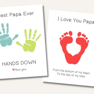 Father's Day Gift for Papa, Handprint Art Printable, Gift from Grandkids, Set of Two, Grandfather Sign, Grandpa DIY Craft, Instant Download image 4