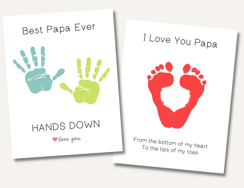 Father's Day Gift for Papa, Handprint Art Printable, Gift from Grandkids, Set of Two, Grandfather Sign, Grandpa DIY Craft, Instant Download image 4