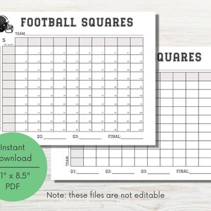 Football Squares Printable, Football Square Fundraiser, 100 Square ...