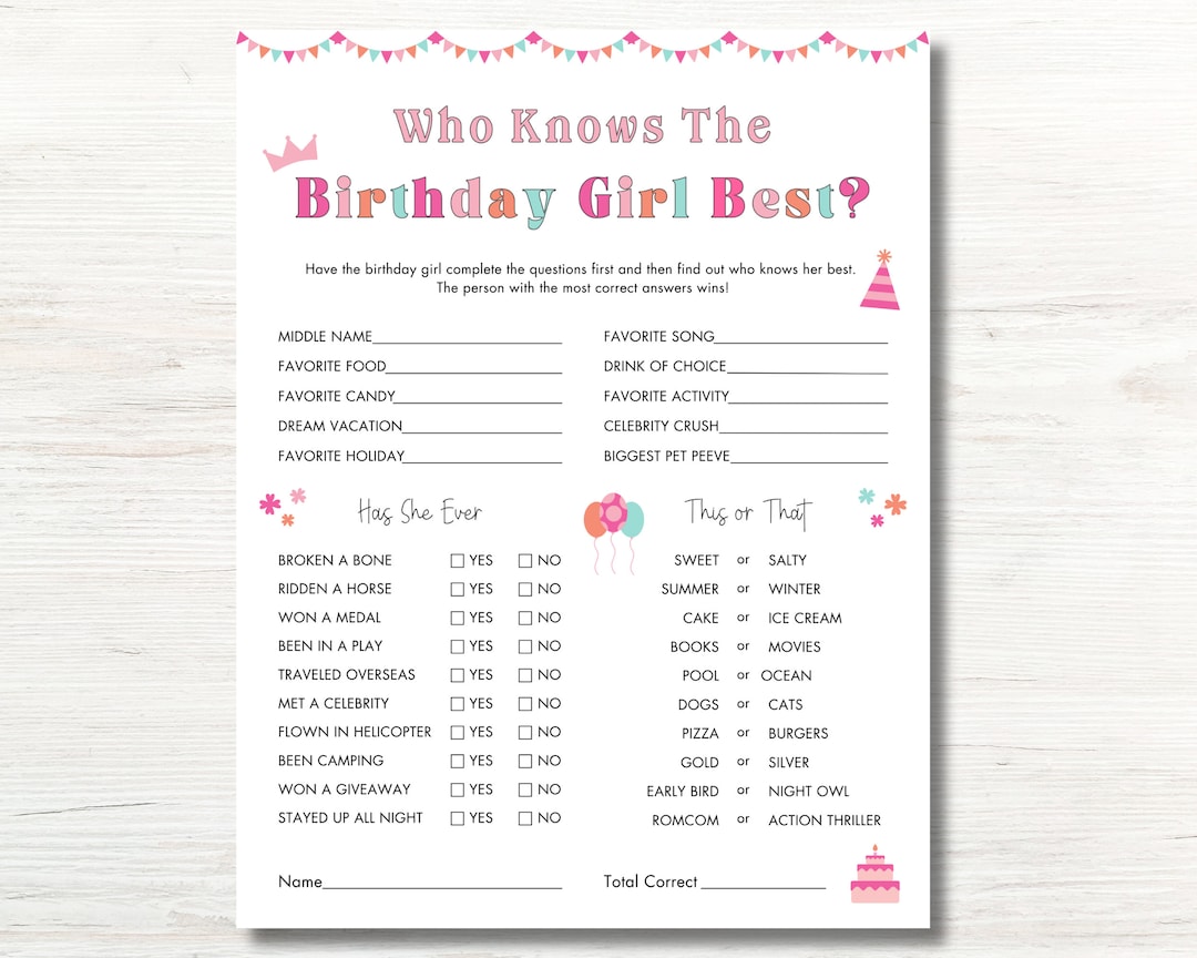 Who Knows the Birthday Girl Best, How Well Do You Know the Birthday ...