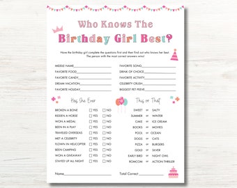 Who Knows the Birthday Girl Best, How Well Do You Know the Birthday Girl, Who Knows Me Best, Would She Rather Birthday Game, This or That