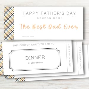 Libro de cupones para el Día del Padre, cupones para el Día del Padre, regalo para el Día del Padre, cupones imprimibles, descarga instantánea, regalo de último minuto para el Día del Padre