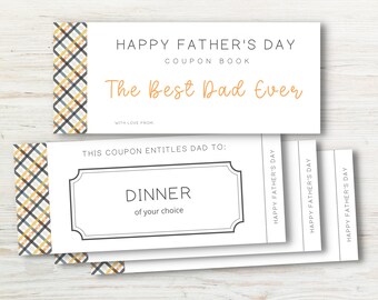 Father's Day Coupon Book, Father's Day Coupons, Father's Day Gift, Printable Coupons, Instant Download, Last Minute Fathers Day Gift