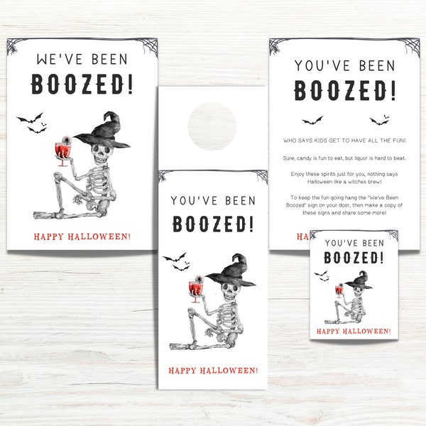 You've Been Boozed Beverage Tags Printable, We've Been Boozed, Wine Hang Tags, Neighborhood Boo, Wine Label, Beverage Tag, Printable Boo Tag