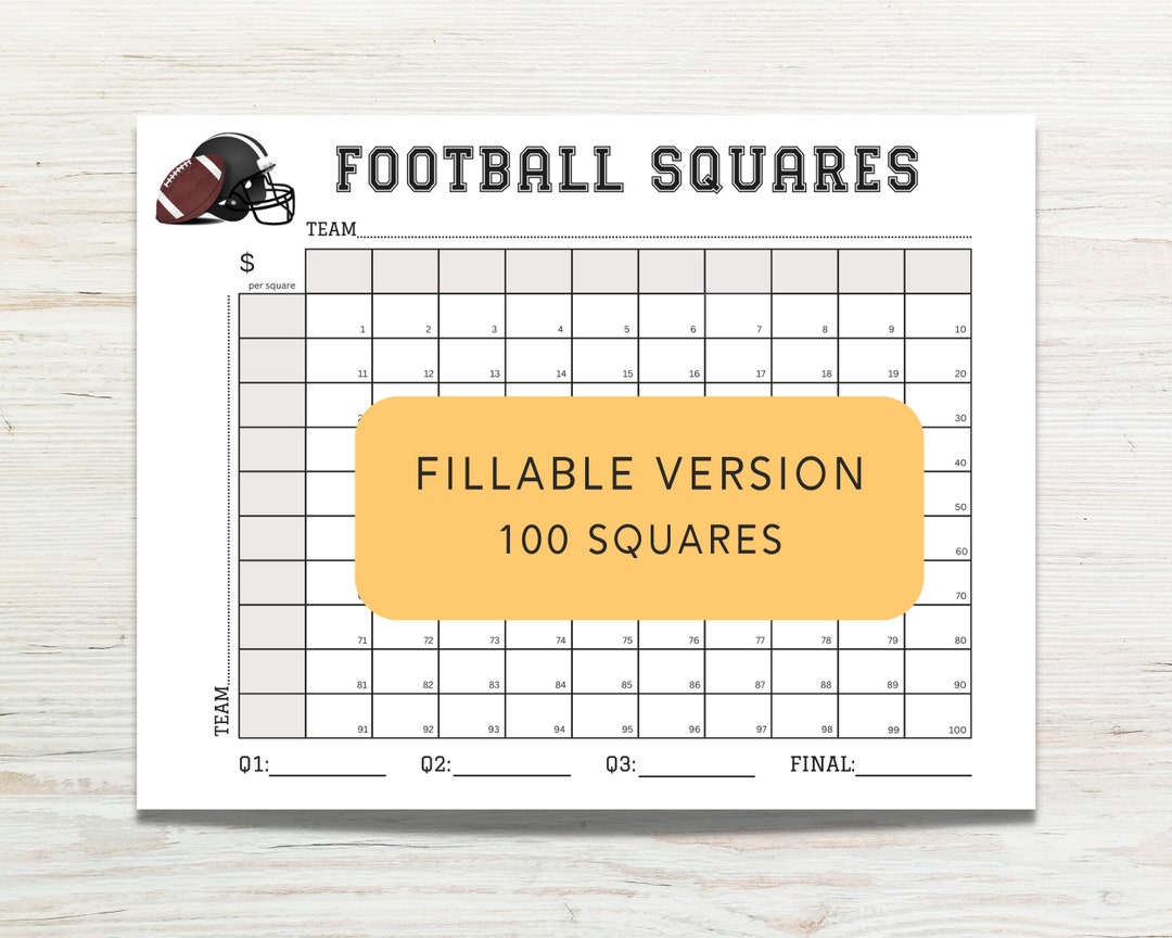 Free Printable 100 Square Football Board FREE Printables