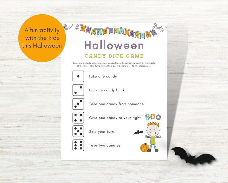 Halloween Candy Dice Game Halloween Activities for Kids Etsy