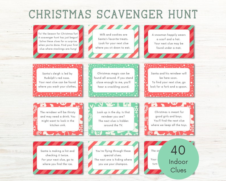 Christmas Scavenger Hunt for Kids, Indoor Christmas Treasure Hunt ...