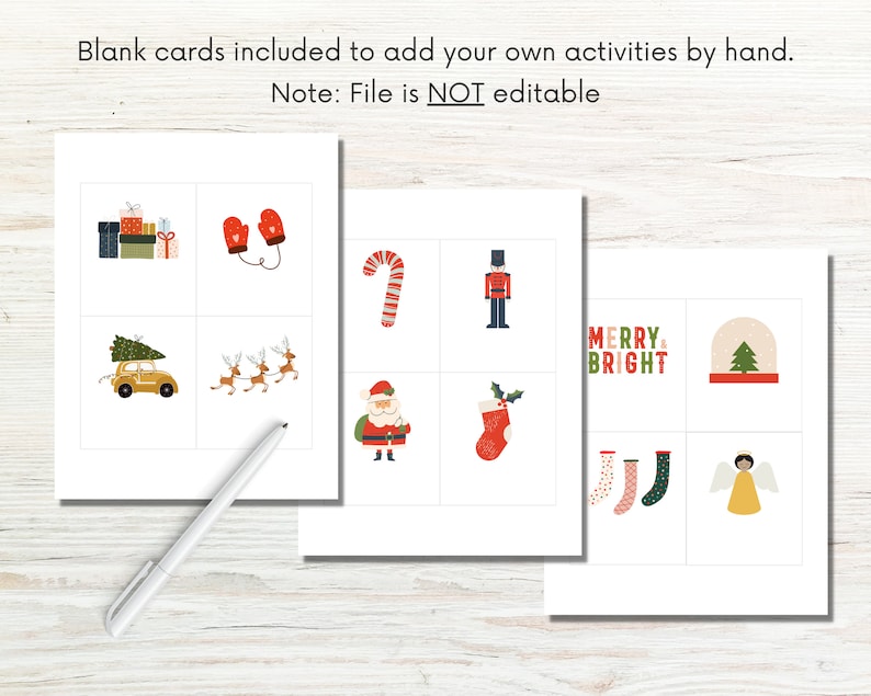 Christmas Advent Calendar Activity Cards Printable, Christmas Holiday ...