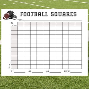 Football Squares Printable, Football Square Fundraiser, 100 Square ...