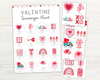 Valentine's Day Scavenger Hunt Printable, Valentine Game for Kids, Indoor Game, Valentines Classroom Activity for Children, Preschoolers