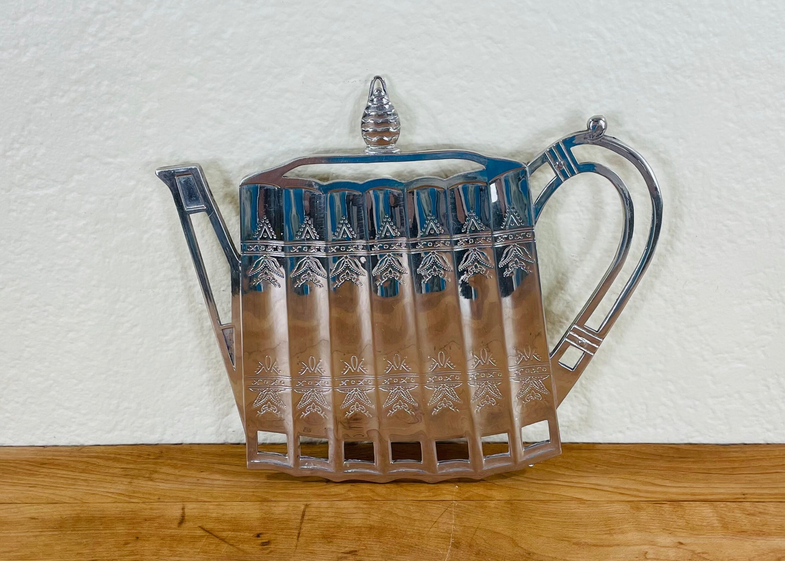 1992 Godinger Silver Art Silver Plate Tea Pot Shaped Trivet Etsy