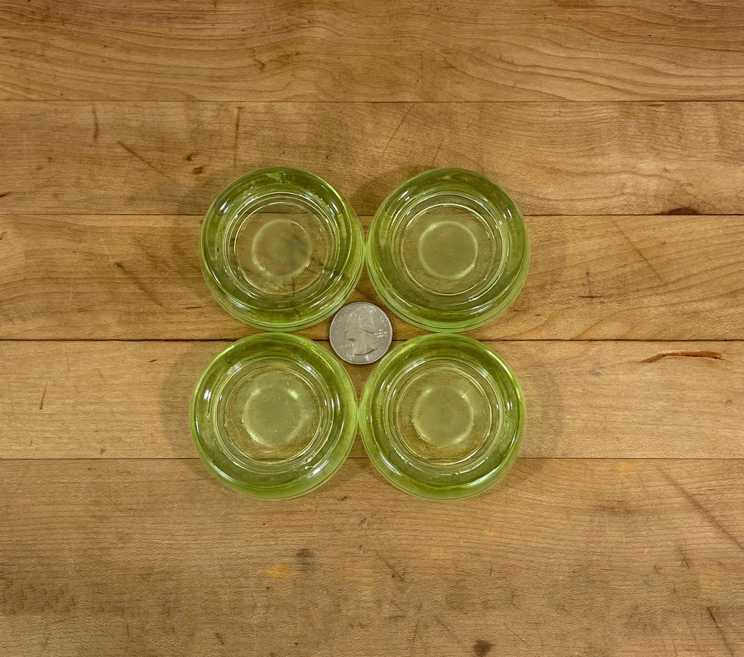 Uranium Glass Furniture Caster/coaster, Tea Light Holder, Green Uranium