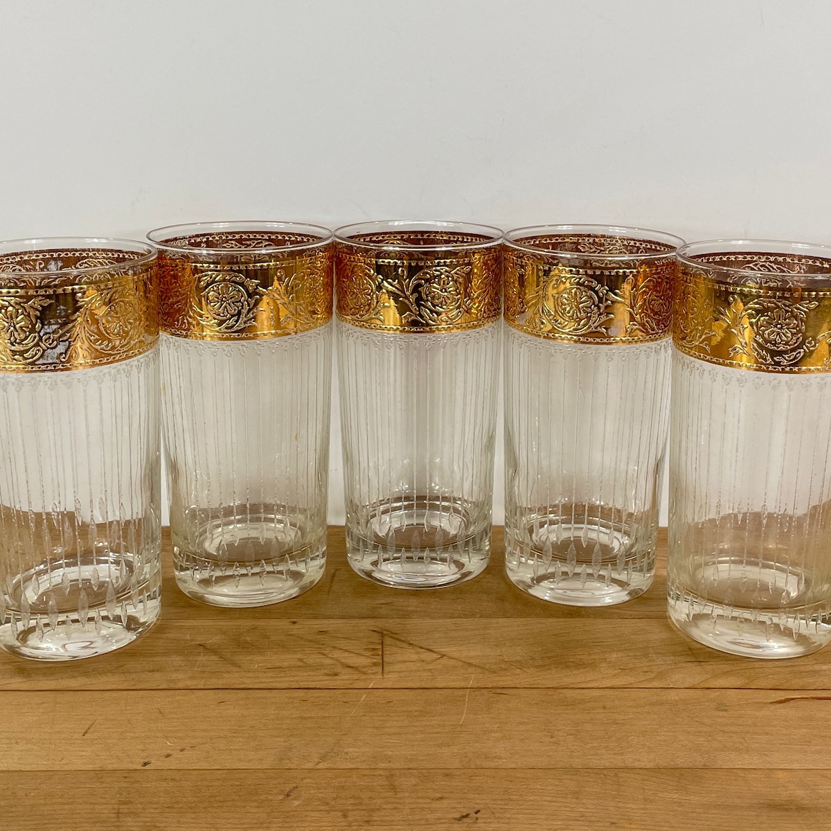 Culver Tyrol 22K Gold Highball/collins Glasses Set of 5 Glasses, All Included - Etsy