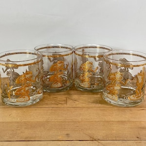 Culver Frogs 22K Gold Double Old Fashioned Glasses, Set of 4