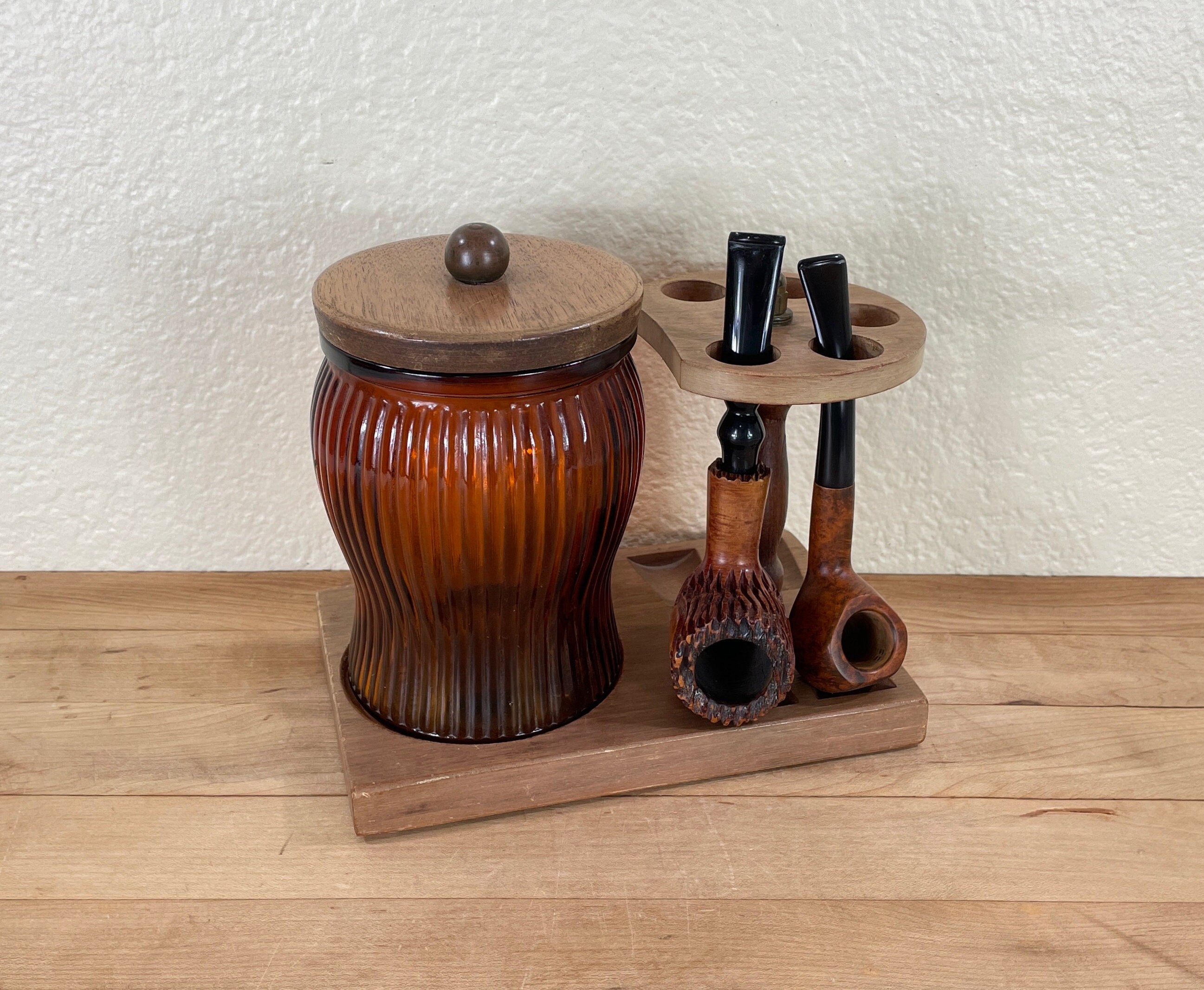 Wood and Glass 4 Pipe Holder & Humidor C.W. Products Corp New Etsy