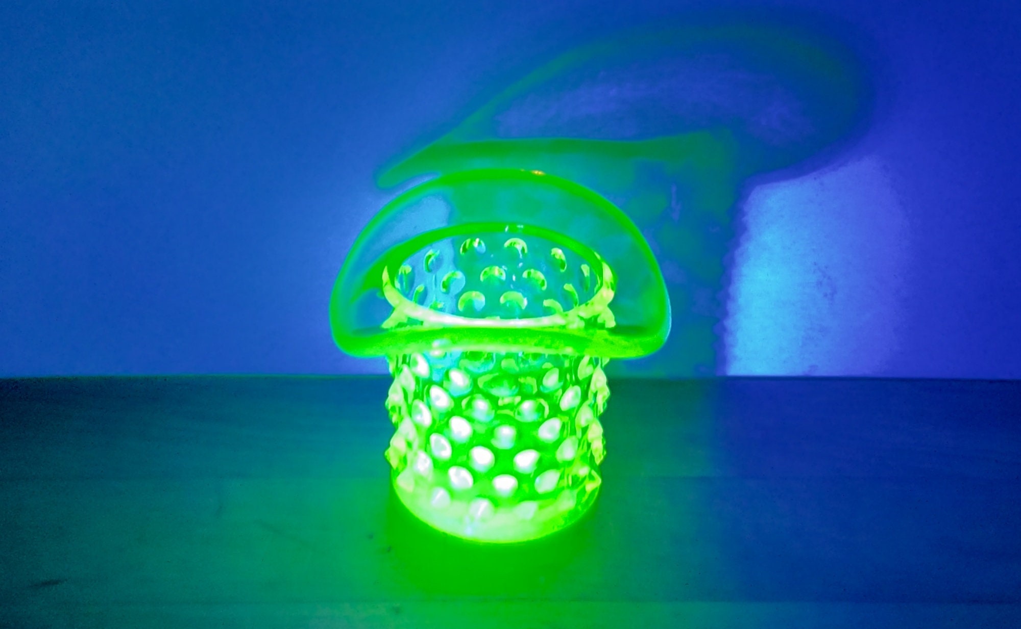 Greenish Yellow Uranium Glass Top Hat Toothpick Holder