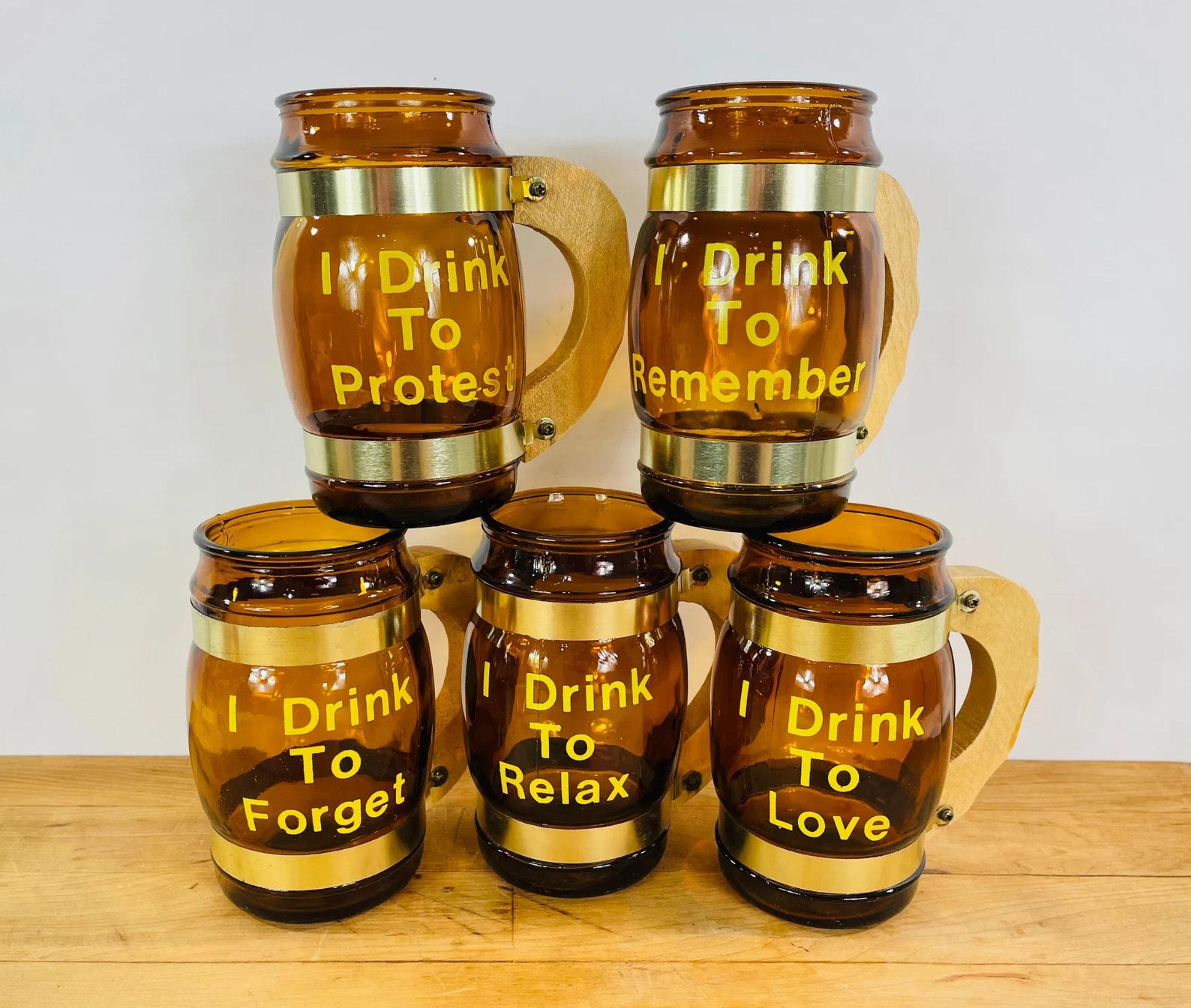 Wide Glass Coffee Mug With Wooden Handle Sets