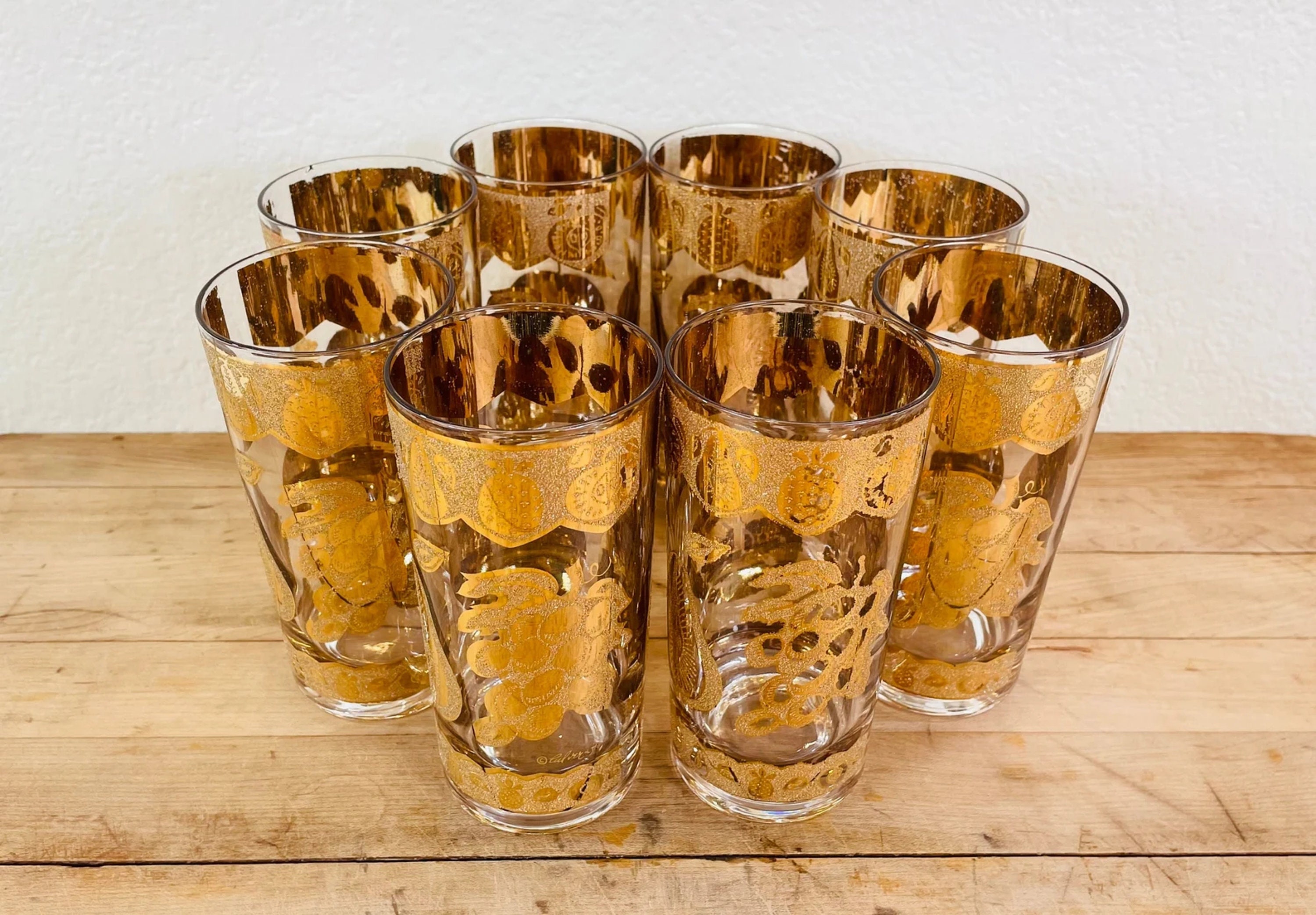 Culver Florentine Tumblers, Highball, Iced Tea, Cocktail Glasses 60's