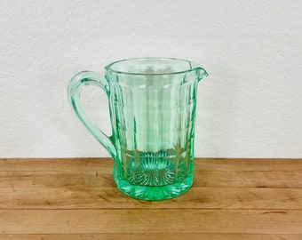 Heavy Green Uranium Glass Pitcher