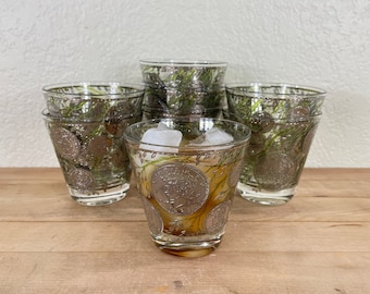 Culver Midas Sterling Silver Coins Cocktail Glasses - Set of 8, All Included