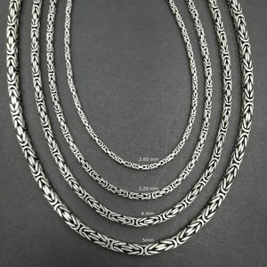 3mm Mens Byzantine Rope King Chain Necklace 3mm 33GR 24Inch 925 Sterling Silver 