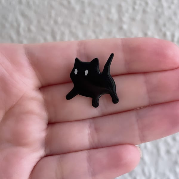 Glow in  the dark zwarte kat Halloween pin