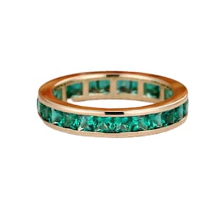 Alliance émeraude, anneau en or 14 carats, anneau éternité émeraude, pierre de naissance de mai, anneau assorti, anneau empilable, bague de promesse