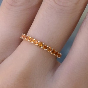 Citrine band, Citrine half eternity ring, Wedding band, 14k gold band, Stacking ring, Matching band, November Birthstone, Engagement Ring