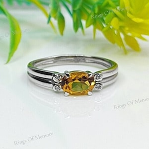 Oval Cut Citrine Ring, Sterling Silver Ring, Natural Citrine Engagement Ring, November Birthstone, Promise Ring, Anniversary Gift For Her