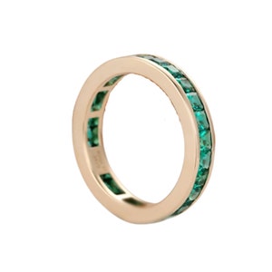 Emerald Wedding Band, 14k Gold Band, Emerald Full Eternity Band, May ...